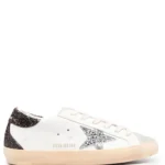 Golden Goose Super-Star with silver star and brown glitter heel tab