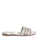 Dior Dway Slide In Cotton Embroidered With Rêve d'Infini Embroidery White-Gray